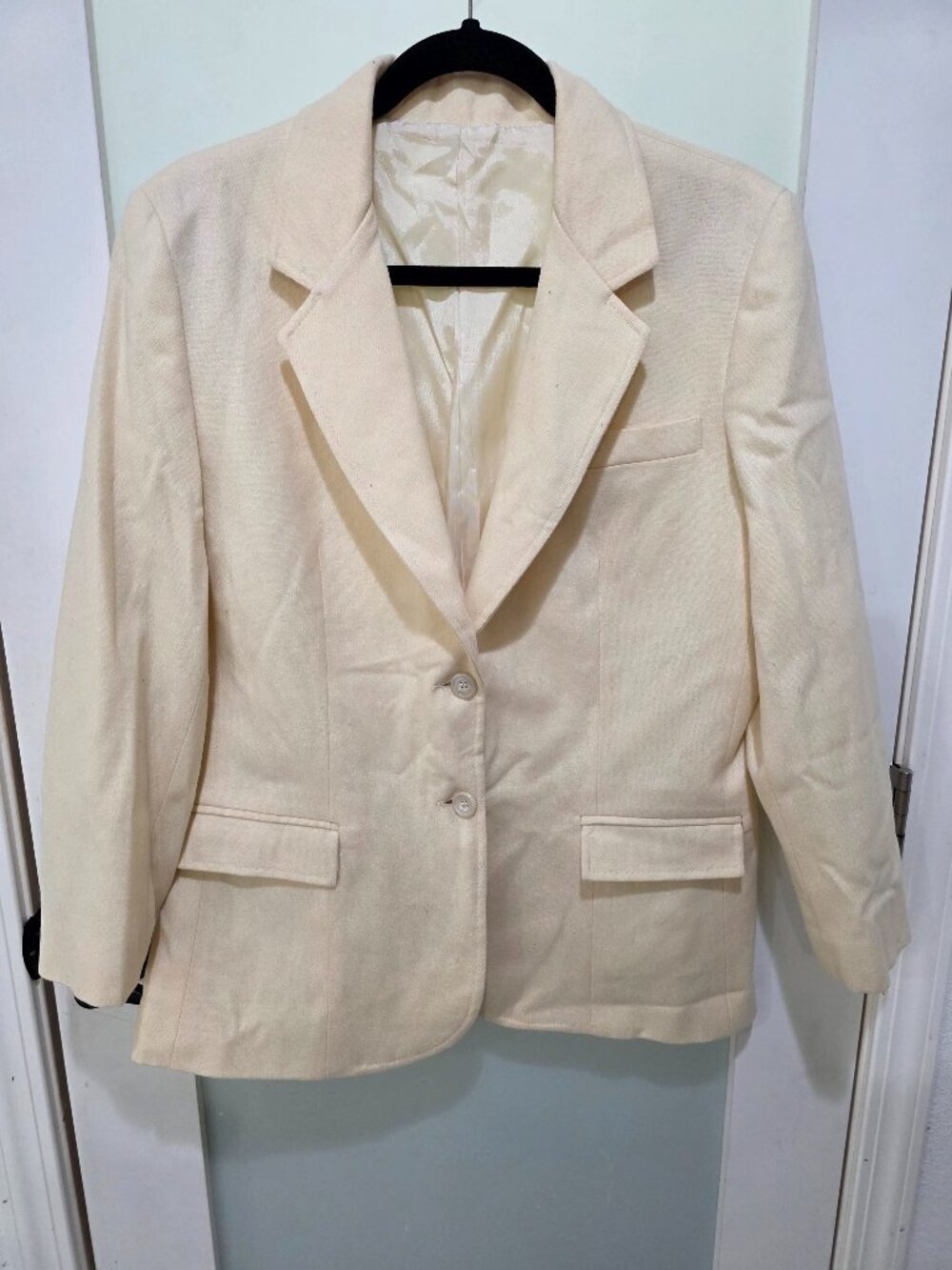 Cross Country Fashions Vintage Cream Wool Blazer 100% Wool‎ Lined Classic